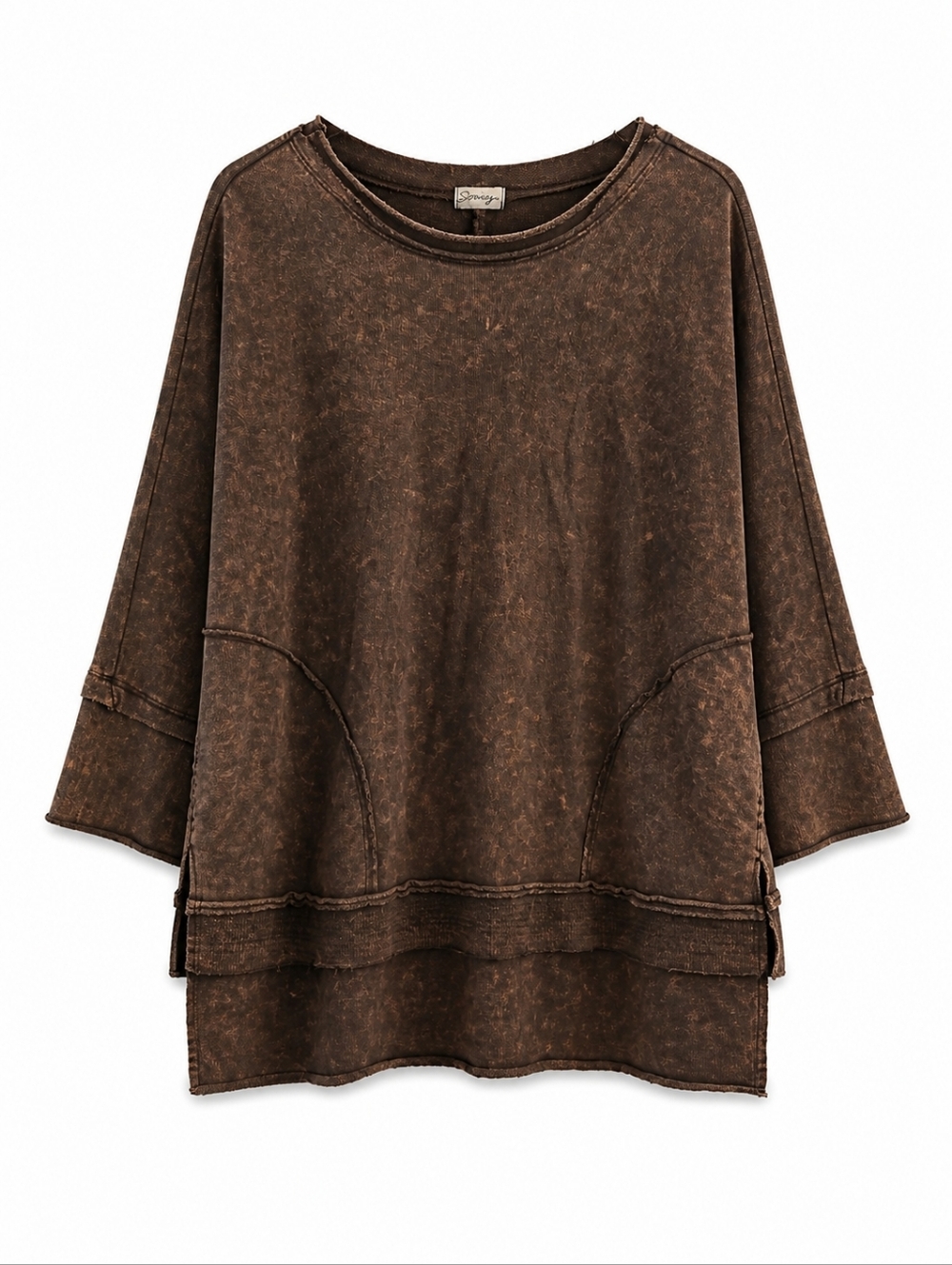 Sooniya Mineral Wash Slouchy Sweatshirt Tunic, M, Boho, Relaxed, Lived In